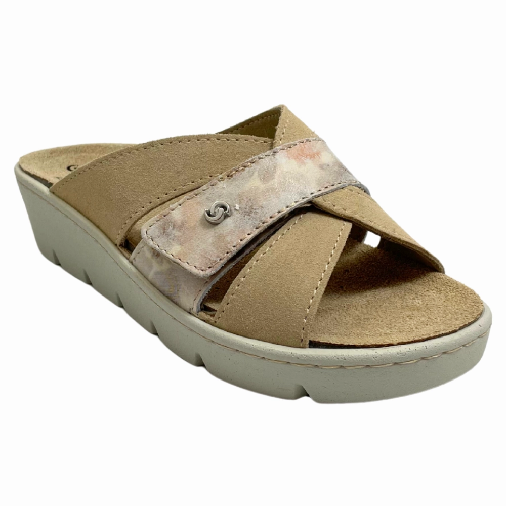 Functional Walking Shoes Sabatini Simona Beige Camoscio/Graffiti Sandal (Women's)