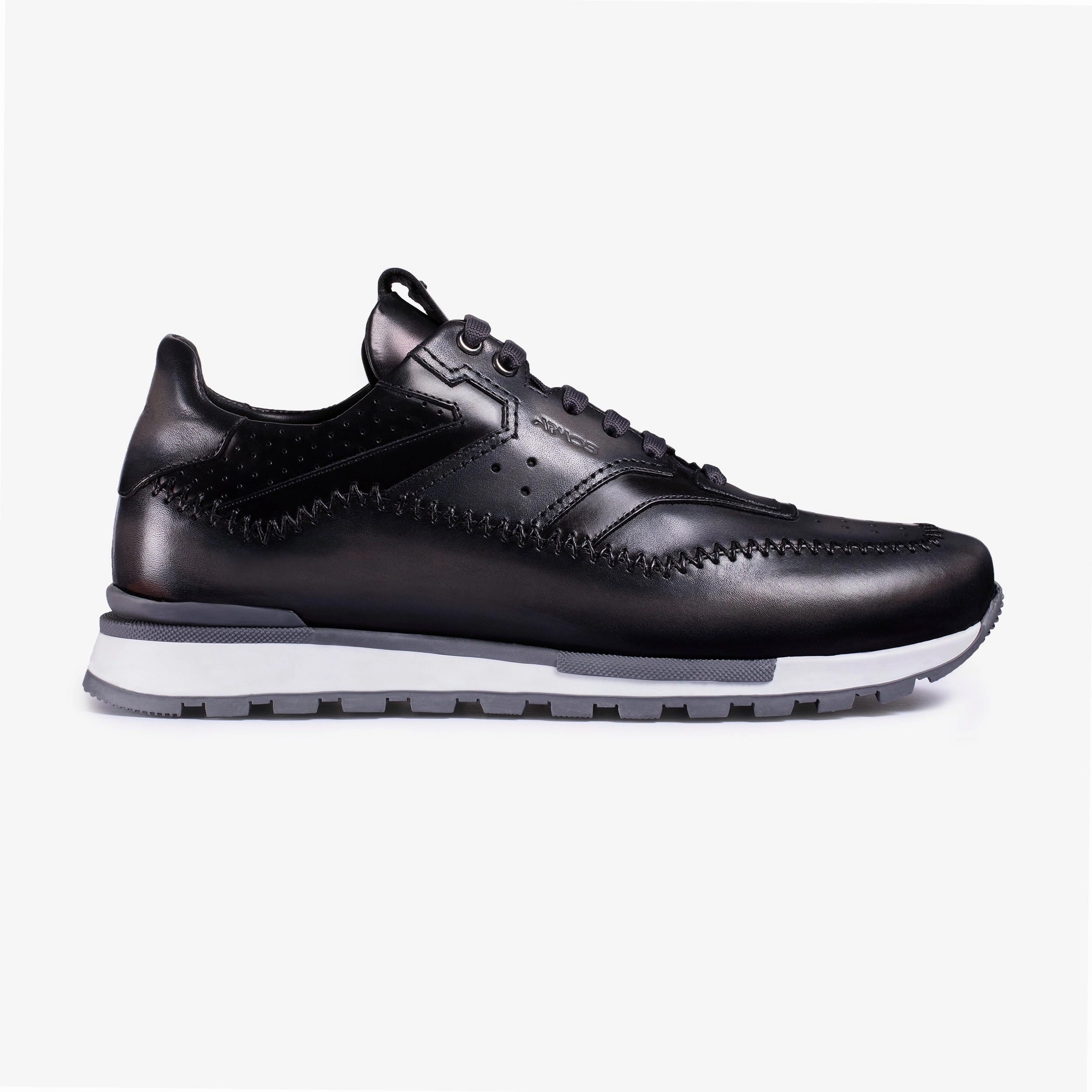 Structured shock absorption Non Slip Outsole Men's Gray Patina Leather Sneaker