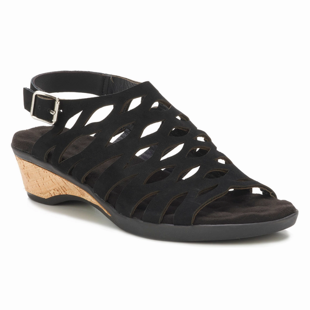 Ros Hommerson Katia Black Nubuck Sandal (Women's) Embellished Hot Day