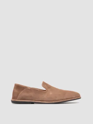 MIENNE 001 - Taupe Suede Penny Loafers Clear Path Relaxed Mood