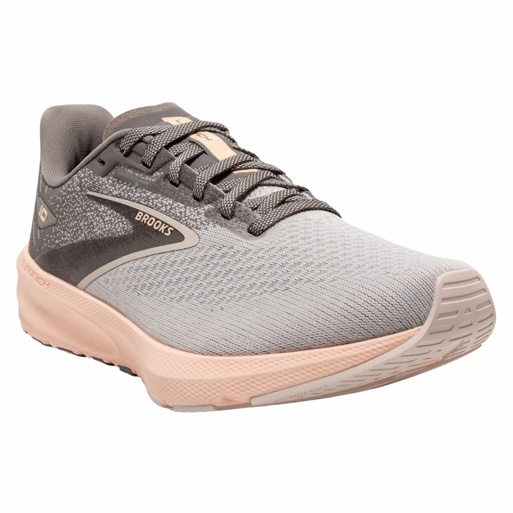 Brooks Launch 10 Grey/Crystal Grey/Pale Peach Running Shoes (Women's) Comfort Enhancement