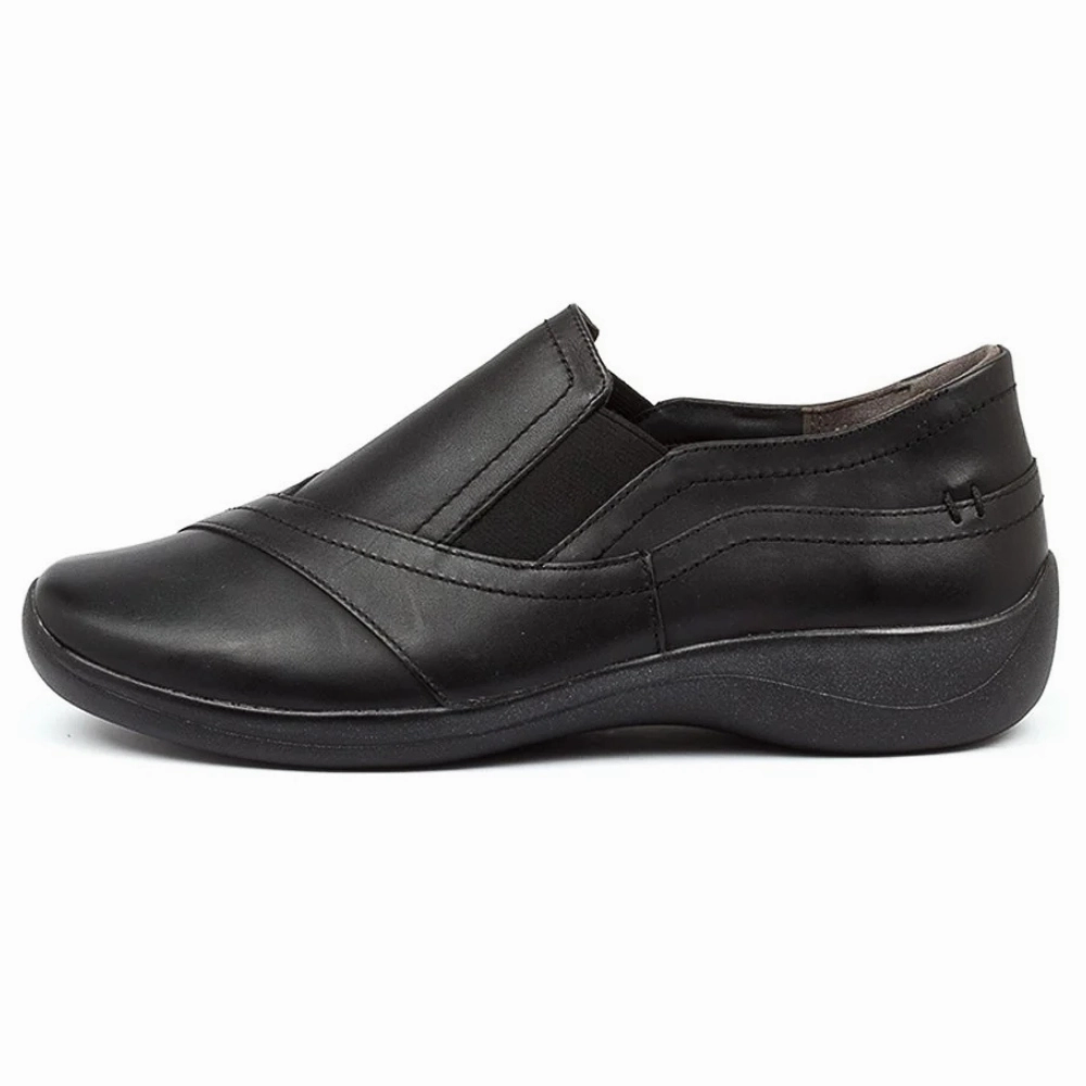 Vented Panels Dry Steps Ziera Java Black Leather Slip-On (Women's)