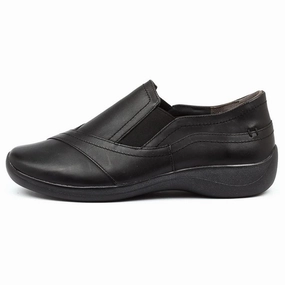 Vented Panels Dry Steps Ziera Java Black Leather Slip-On (Women's)