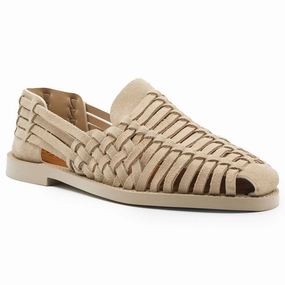 06-115-SND SANDALI Woven Leather Slip-On Sandal, Sand Low   Heel