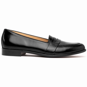 15-203-BLK SAVANNAH Calfskin Penny Loafer, Black Office-Ready Footwear Urban Nights