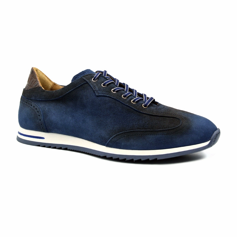 66-200-NVY COSTA Italian Burnished Suede Sneaker, Navy dress - wear necessary