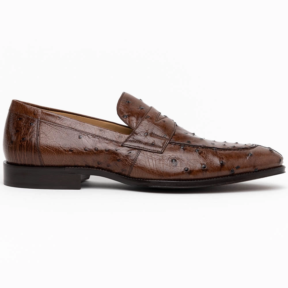 13-500-BRN ROMA Ostrich Quill Penny Loafer, Brown Driving Moccasins