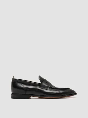 SOLITUDE 001 - Black Leather Penny Loafers Easy Slip On Chrome-Tanned