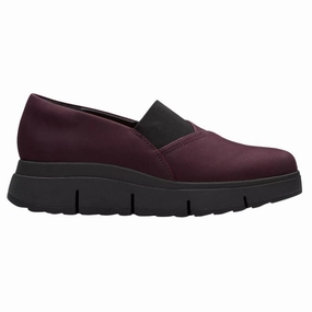 Clarks Loriini West Plum Nubuck Slip-On (Women's) Port Walk Clean Stitch