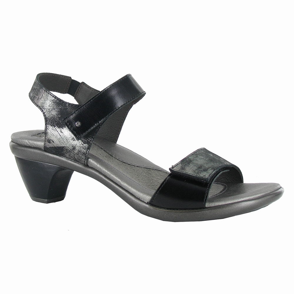 Stylish and Comfortable Naot Extant Metallic Onyx/Black Madras Leather Heel (Women's)