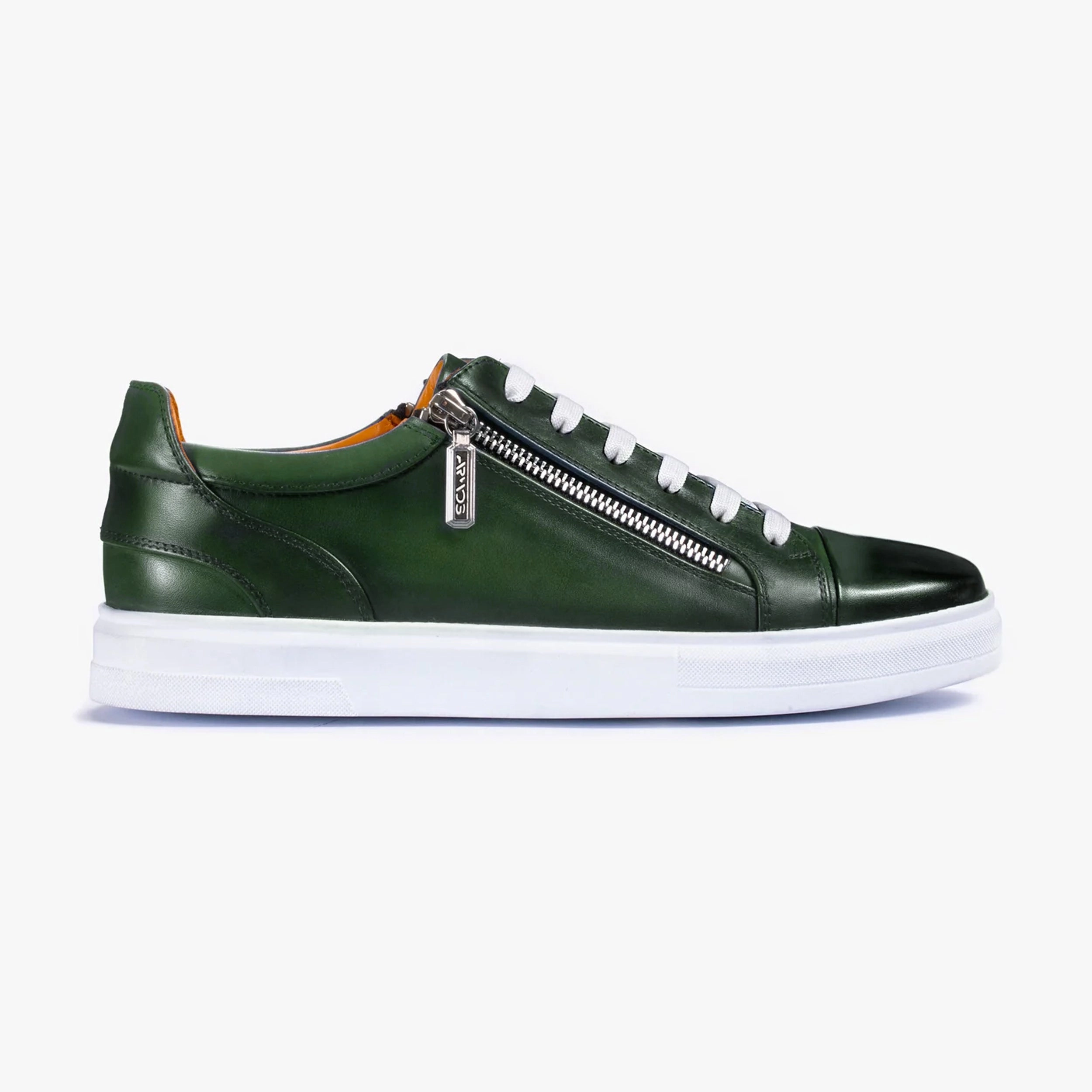 Soft Glide Men's Green Patina Leather Sneaker