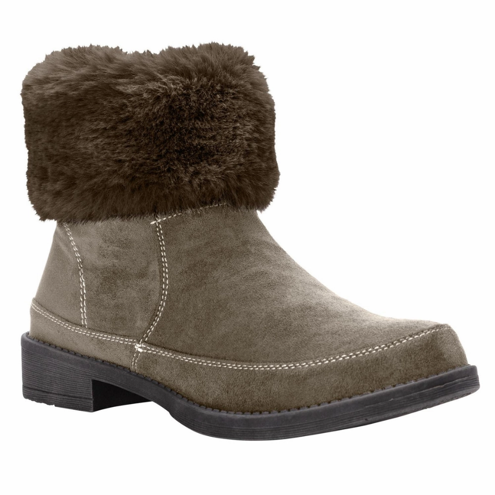 Classic Shoes Foam Midsole Cushioning Propet Tabitha Faux Fur Smoked Taupe Ankle Boot (Women's)