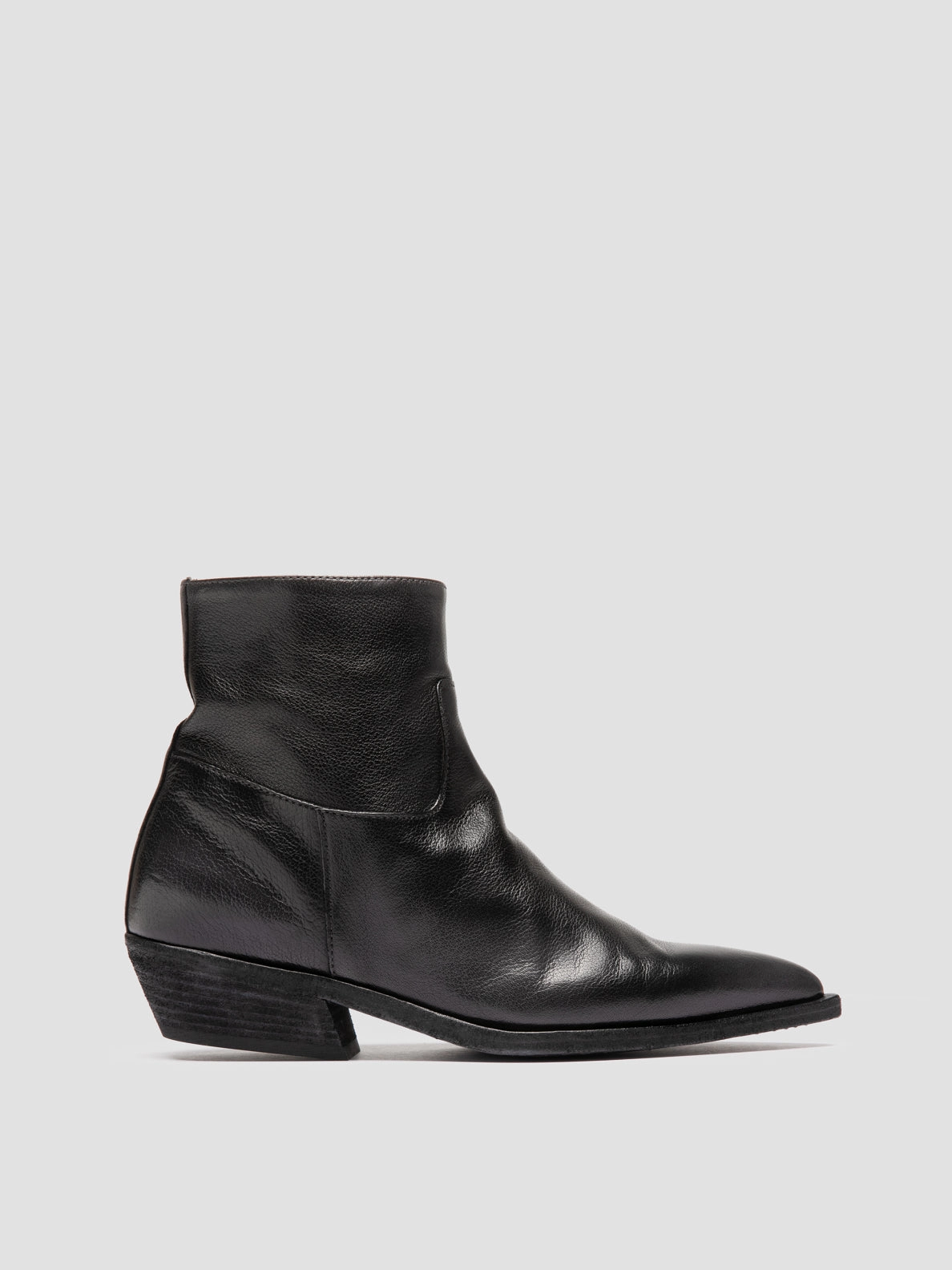 NOELIE DD 102 - Black Leather Zip Boots Crisp Edge