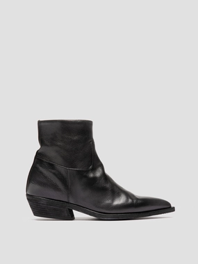 NOELIE DD 102 - Black Leather Zip Boots Crisp Edge