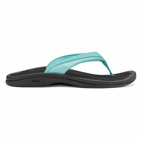 Sleek Travel Footwear Contoured Shape OluKai 'Ohana Flip Flop Sandal Sea Glass / Black (Women's)