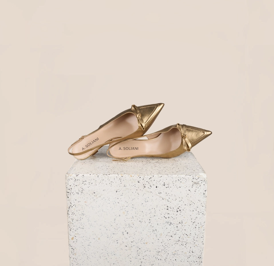 Pescara - Gold Foil Kitten Heels Quick Fit