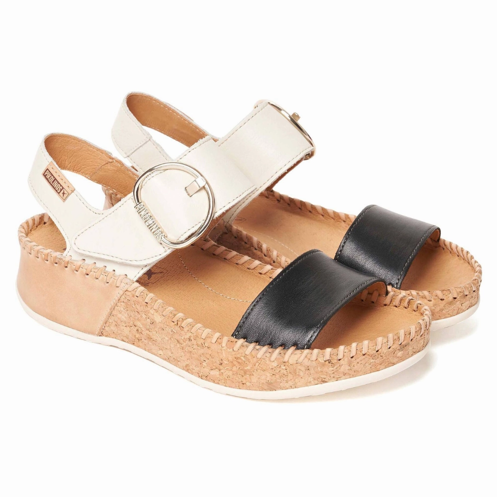 Fringe Swing Cushioned Comfort Pikolinos Marina Black Leather Sandal (Women's)