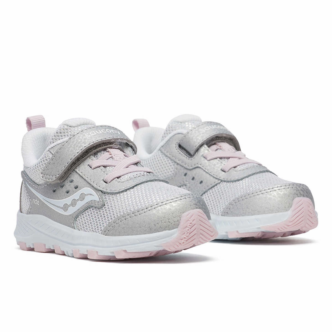 Durable Build Weekend Errands Energy Return System Saucony Ride JR ?C Silver/Pink (Little Kid)