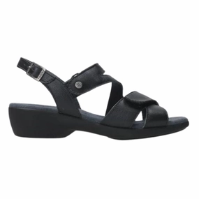 therapeutic simple design Wolky Fria Black Leather Sandal (Women's)