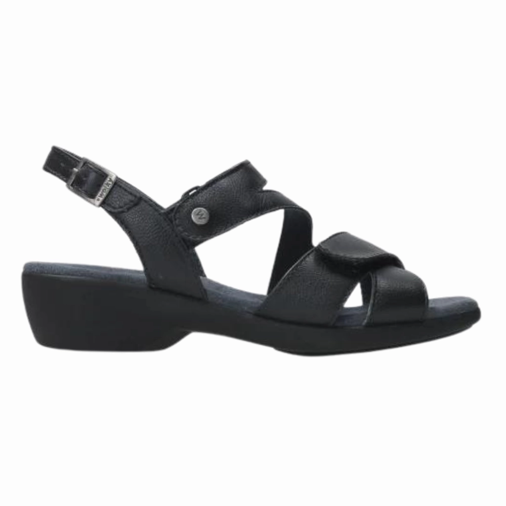 therapeutic simple design Wolky Fria Black Leather Sandal (Women's)