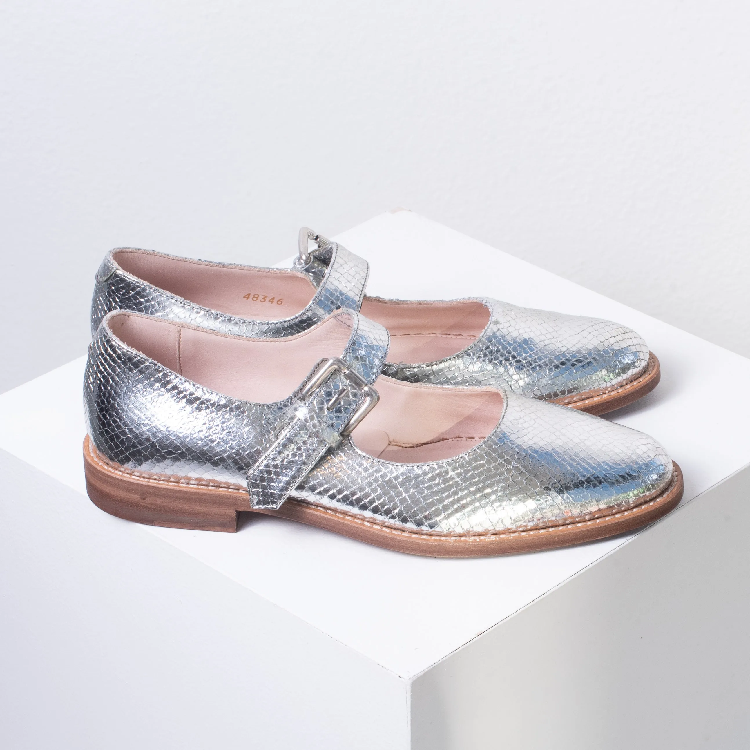 Comfortable Walking Flats Pantanetti Embossed Metallic Mary Jane on sale