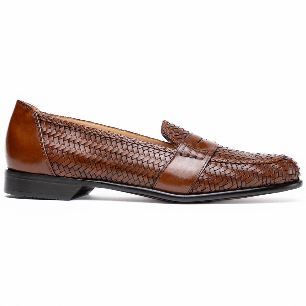 Casual Office Shoes 15-585-CGN NICOLA Italian Calfskin Basketweave, Cognac