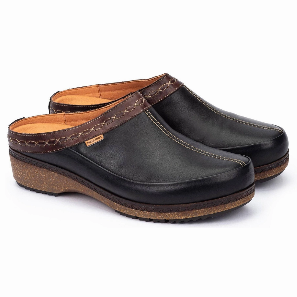 Pikolinos Granada 3922C1 Black Leather Clog (Women's) Mid Top Design Pressure Relief Zones