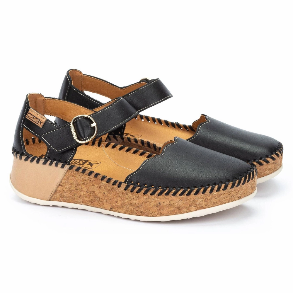 Windy day Easy Days Pikolinos Marina Black Leather Sandal (Women's)