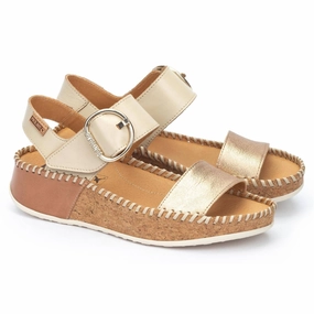 Pikolinos Marina Champagne Leather Sandal (Women's) Sleek Casual Shoes