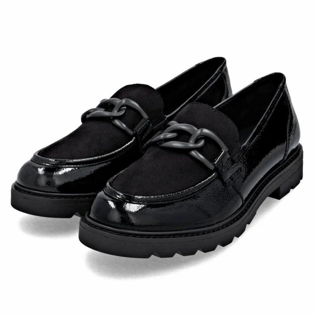 Remonte Anuschka 01 Black Leather Loafer (Women's) Market Walk Braided Detail