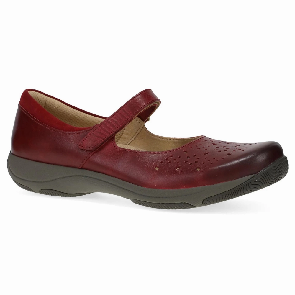 Quick Fit Dansko Stacy Red Waxy Burnished Leather Mary Jane (Women's)
