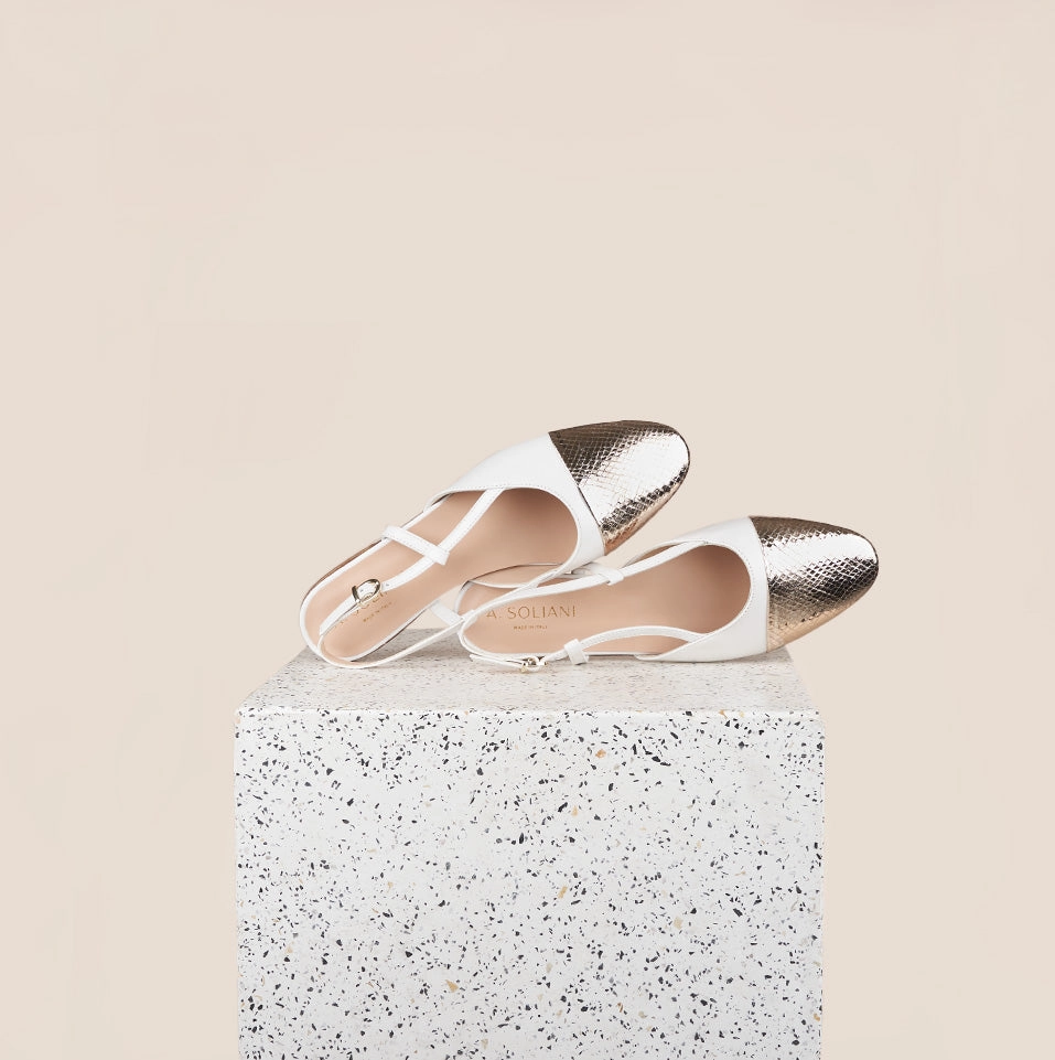 All-day breathability Capri - White/Gold Snake