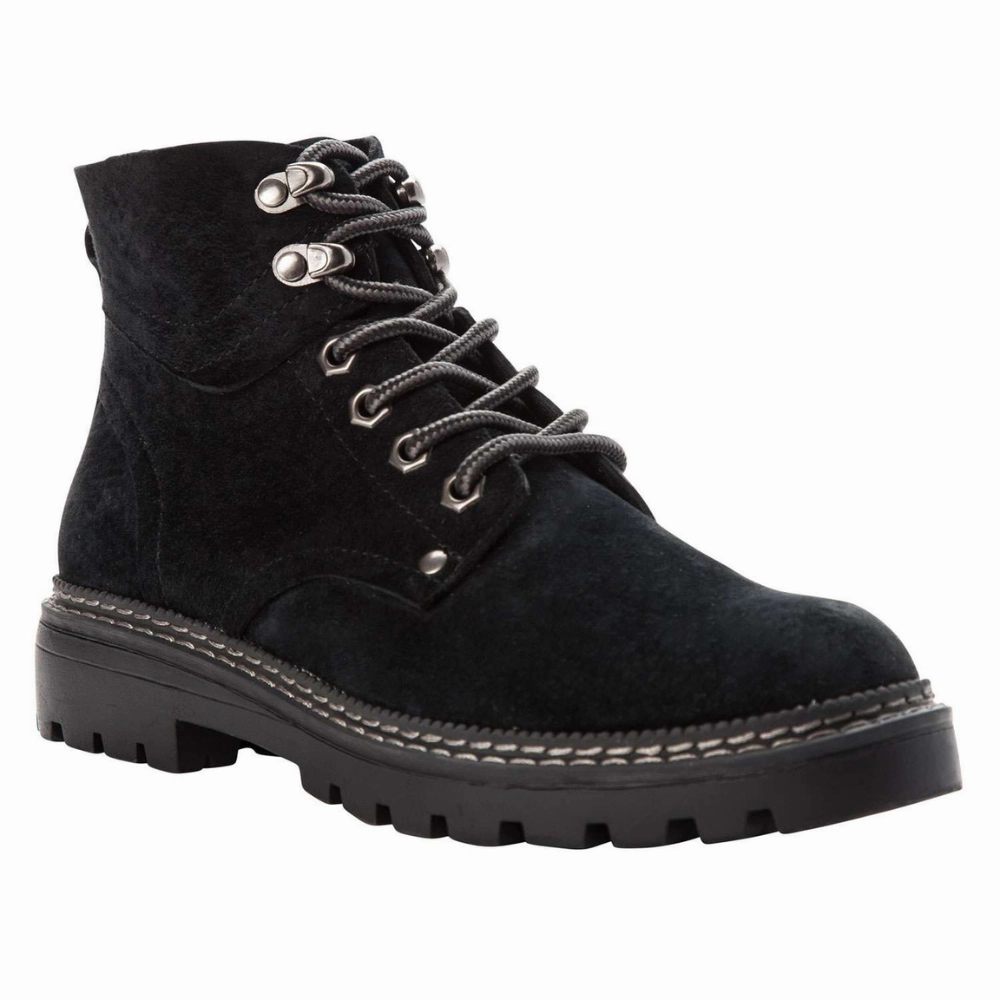 evening walk Propet Dakota Black Suede Boot (Women's)