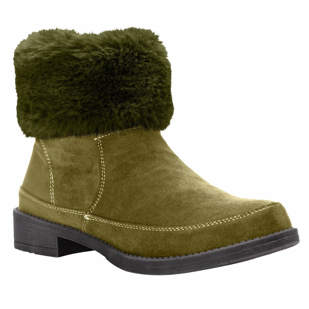 Propet Tabitha Faux Fur Olive Ankle Boot (Women's) Classic Build Comfort experience