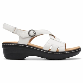 Clarks Merliah Bonita White Leather Sandal (Women's) Open Feel Clean Fit