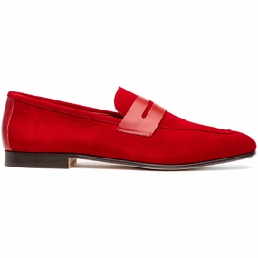 Effortless Walk 16-672-RED Tippa Suede & Calfskin Penny Loafers Red