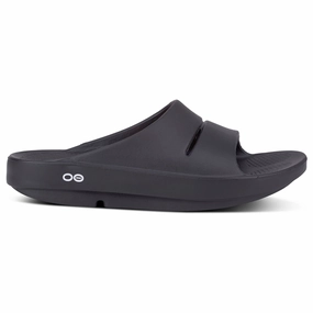 OOFOS OOahh Black Slide Sandal (Unisex) Unibody Injection Molded