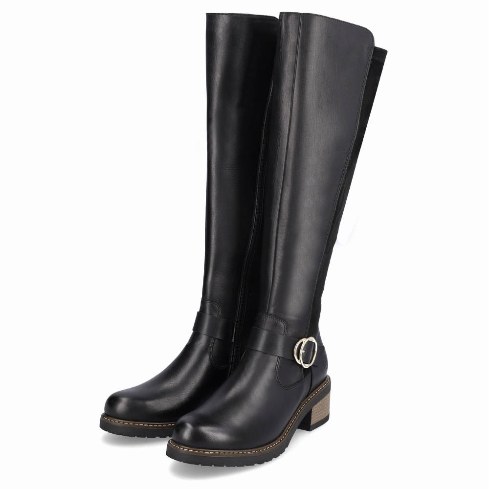 Reinforced Seams Mark Shade Remonte Aida 73 Black Leather High Boot (Women's)