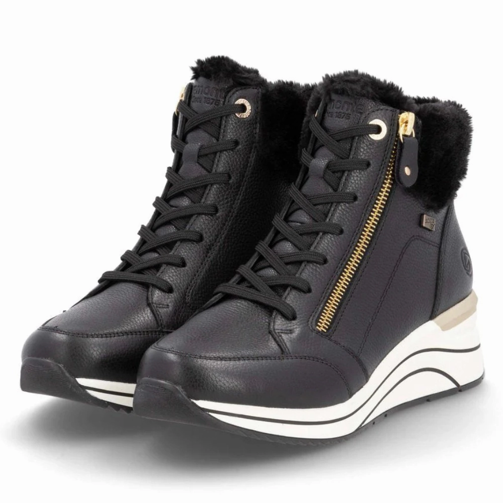 Remonte D0T77 Eleni Black Boot (Women's) Relaxed Feel Block Step