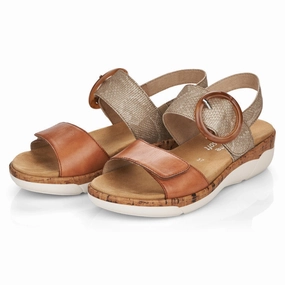 Casual Walk Remonte Jocelyn 53 Brown/Metallic Leather Sandal (Women's)