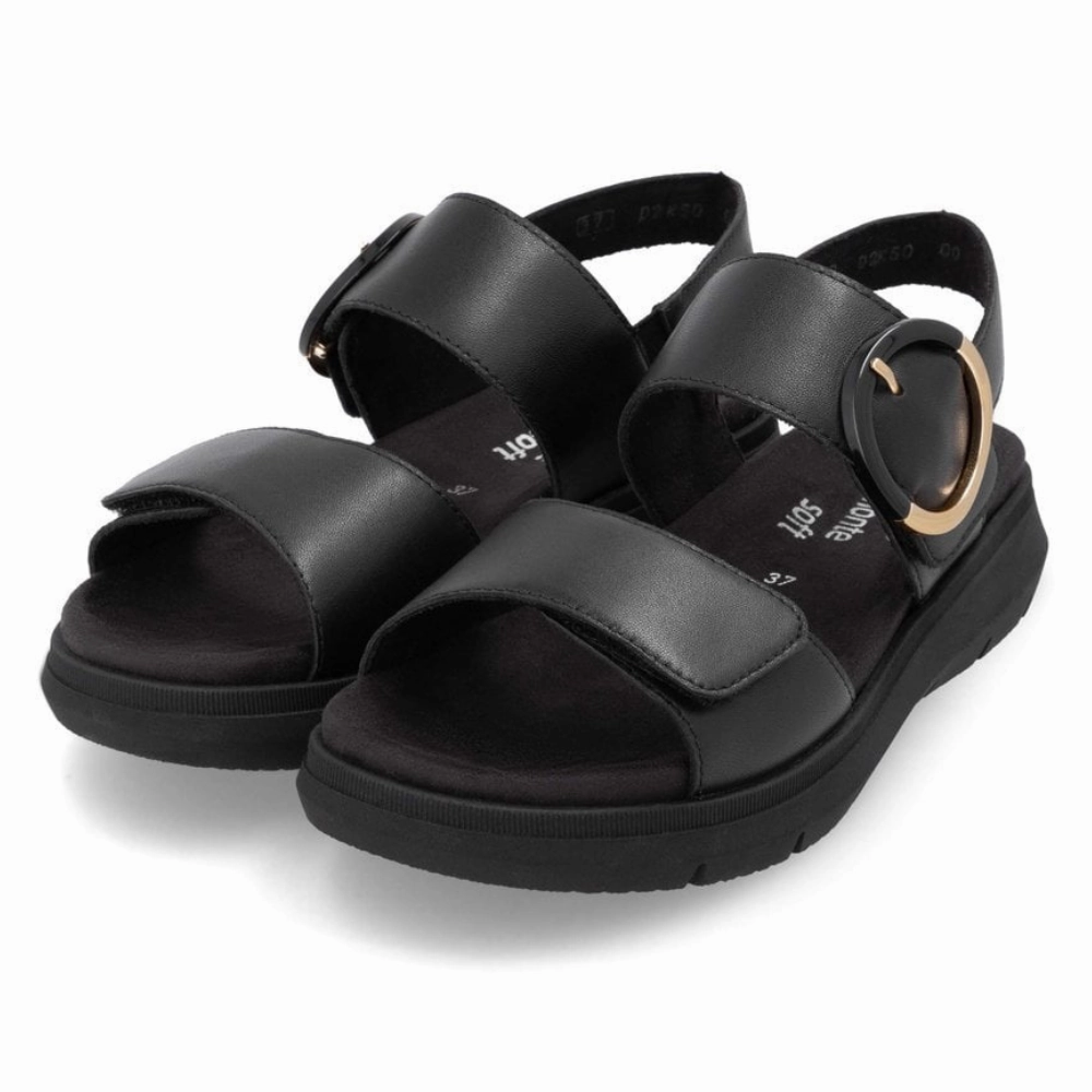 Remonte Jocelyn D2K50 Black Leather Sandal (Women's) Quick Dry Shoes