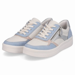 ShockAbsorbingSole Relax Motion Remonte Kendra 01 Aqua/Off White Leather Sneaker (Women's)
