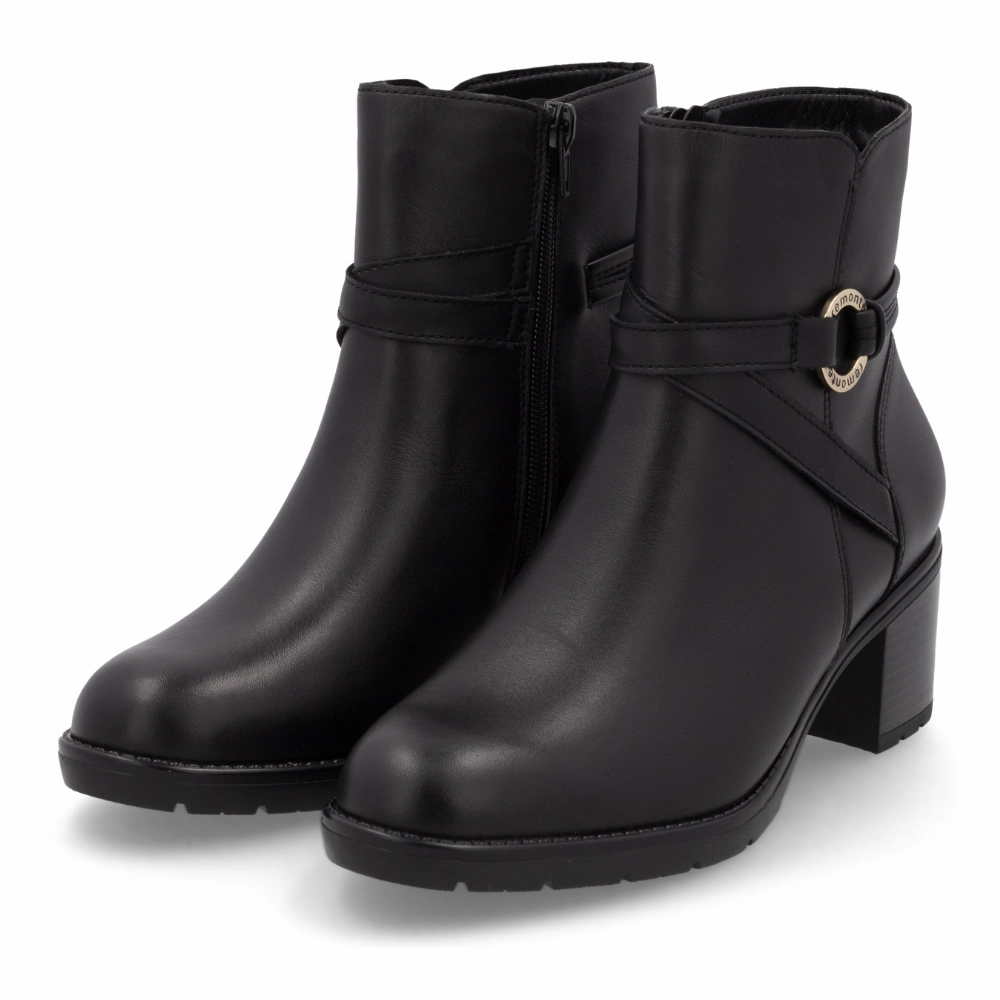 Remonte Sontje 73 Black Leather Boot (Women's) Pad Ease Urban Shade