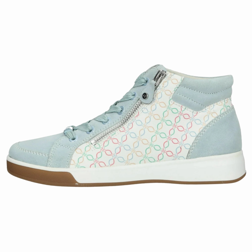 Ara Rei Aqua/Pastel Leather High Top Sneaker (Women's) Subtle colors