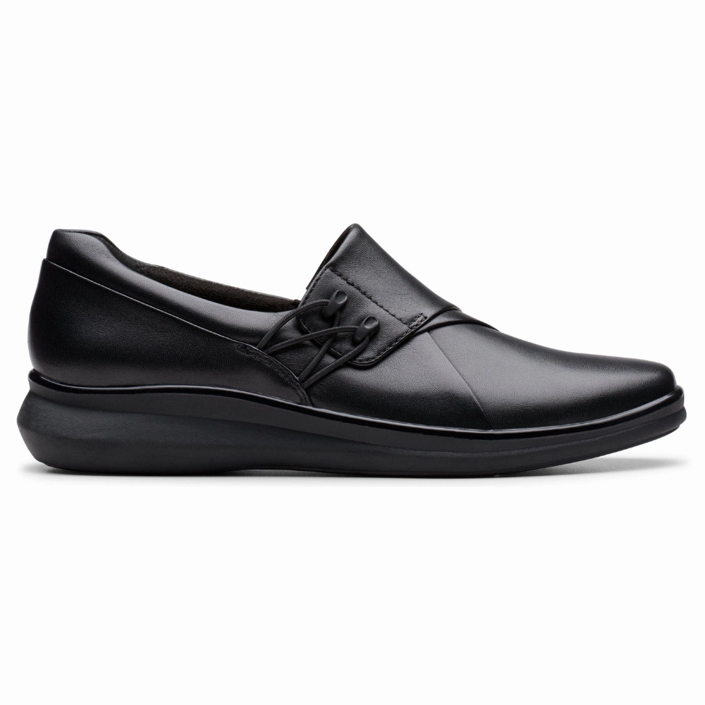 Everyday Look Lifestyle Gear Clarks Lynell Slip Black Leather Slip-On (Women's)