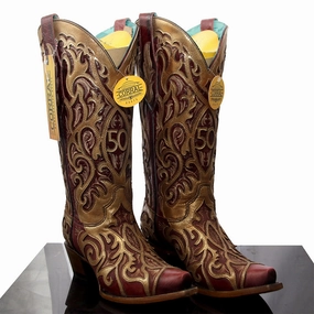 Corral Women's French's 50th Anniversary Boots - Gold & Red Color Pop