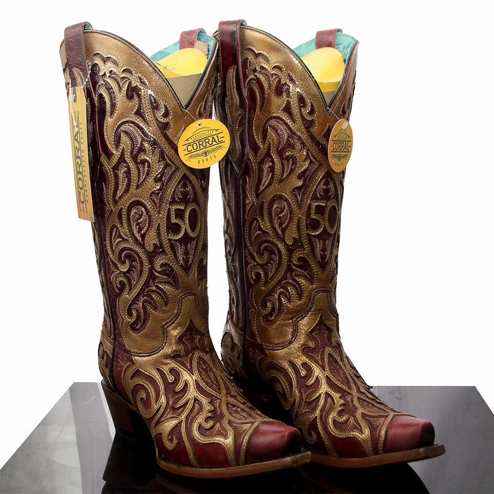 Corral Women's French's 50th Anniversary Boots - Gold & Red Color Pop