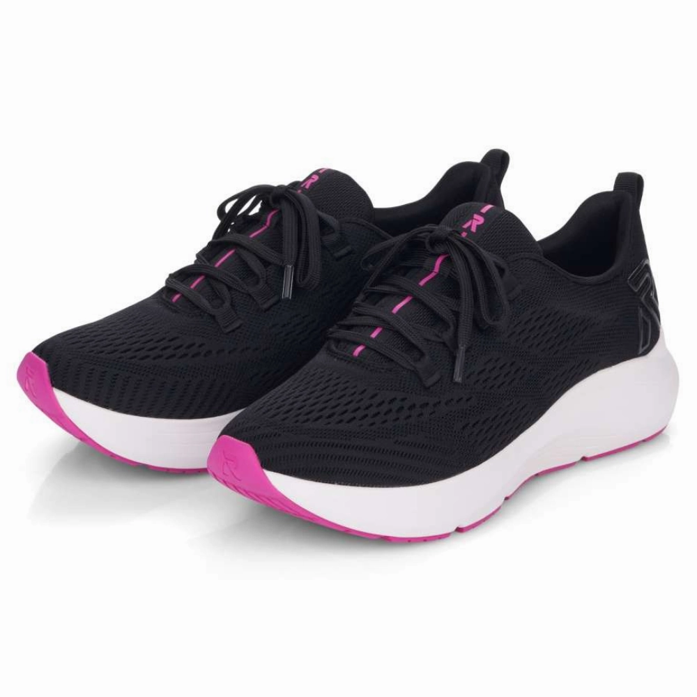 Smooth Finish Rieker 42103 Black Mesh Sneaker (Women's)