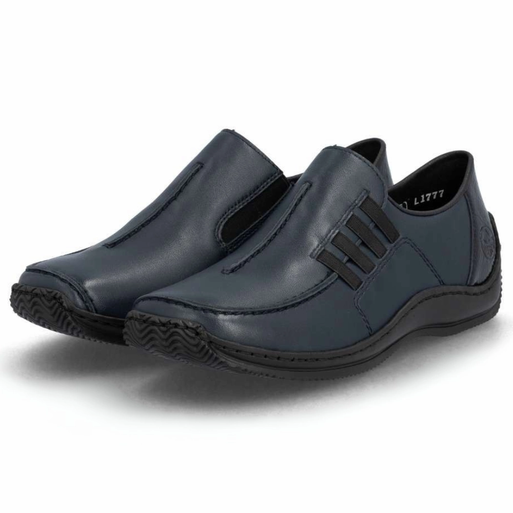 Rieker Celia 77 Pazifik/Uniform Leather Slip-On (Women's) Slow Walks Sun Jog
