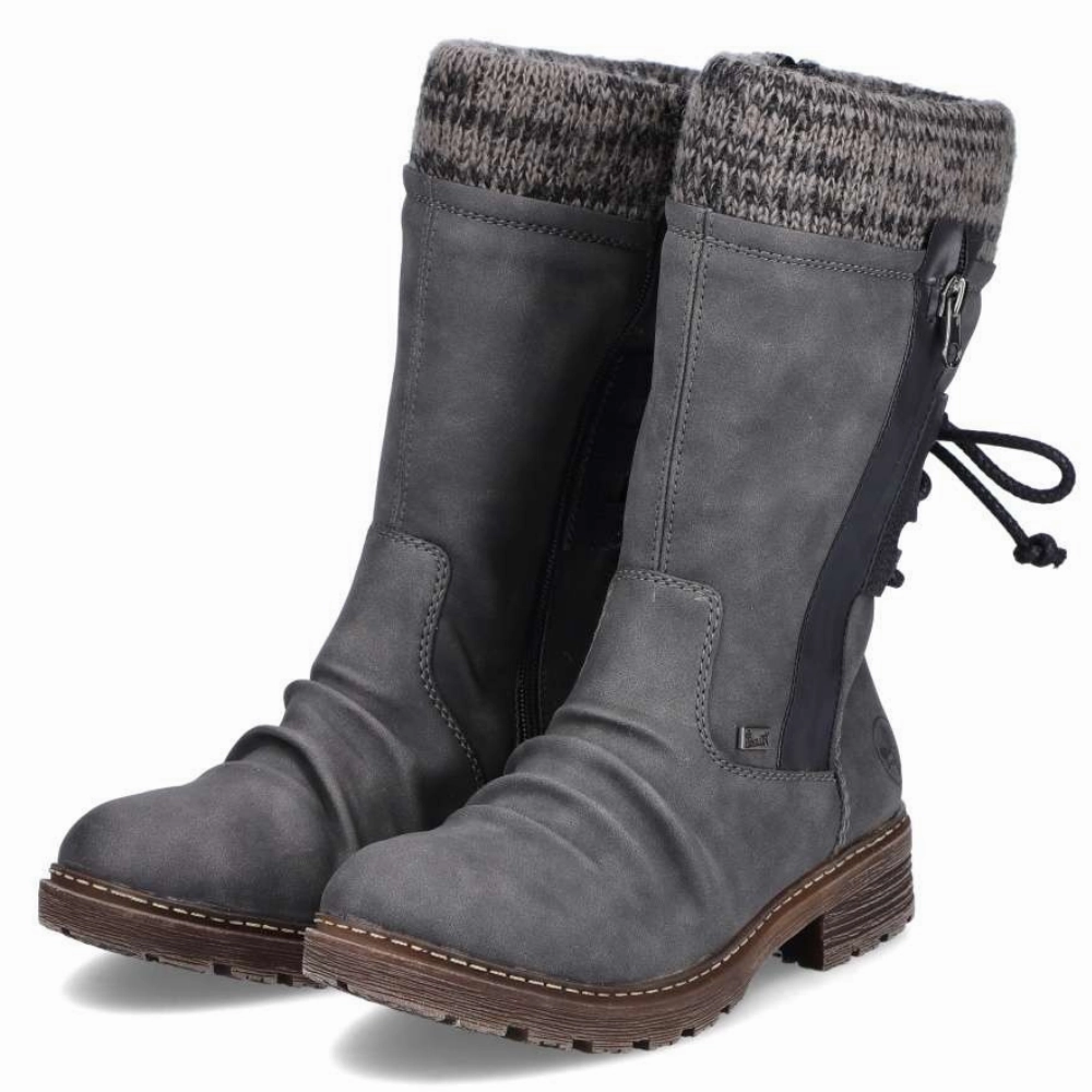 Rieker Dominika 56 Anthracite Boot (Women's) Plan Hike Plain Step